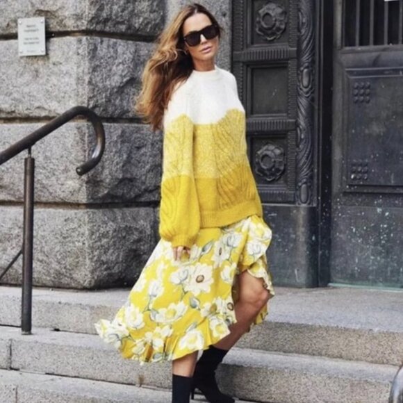 Anthropologie Second Female Nord Ombré Cable Knit Sweater Large Cozy Comfy - Picture 4 of 12